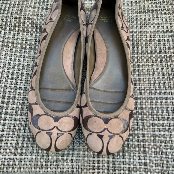 Coach ballet flats size 7.5 Ladies, signature fabric suede/leather - Picture 2 of 6